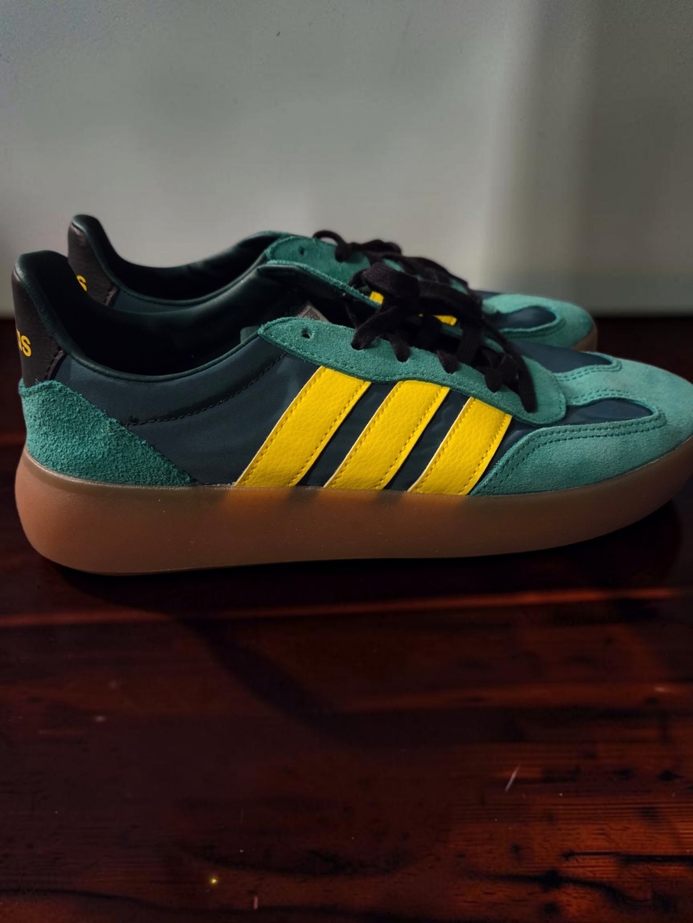 adidas Women's Barreda Green and Yellow Suede Athletic Sneakers